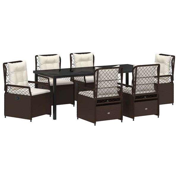 vidaXL Garten Essgruppe 7 pcs Braun Poly-Rattan