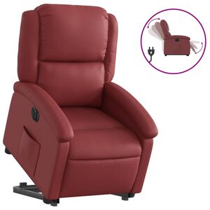 vidaXL Relaxsessel mit Aufstehhilfe Elektrisch Weinrot Kunstleder