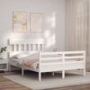 vidaXL Massivholzbett mit Kopfteil Wei&szlig; 140x190 cm