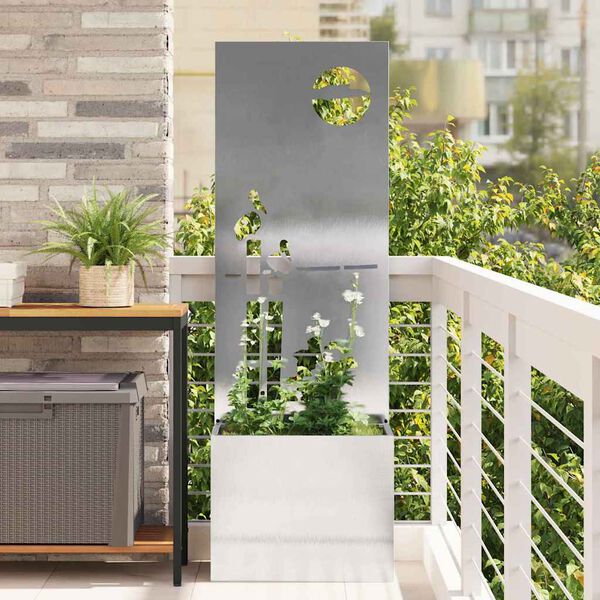 vidaXL Garten Sichtschutz-Leinwand Silber 50 x 140 cm Edelstahl
