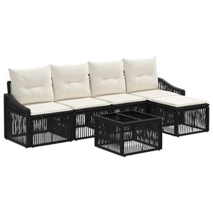 vidaXL Gartensofa-set 6 stk. Schwarz Poly-Rattan