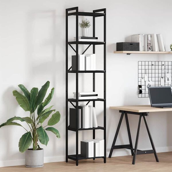 vidaXL B&uuml;cherregal Schwarz Eichen-Optik 40 x 30 x 189,5 cm