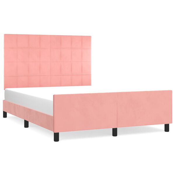 vidaXL Bettgestell mit Kopfteil Rosa 140x190 cm Samt