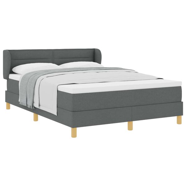 vidaXL Boxspringbett mit Matratze Dunkelgrau 140 x 200 cm Stoff