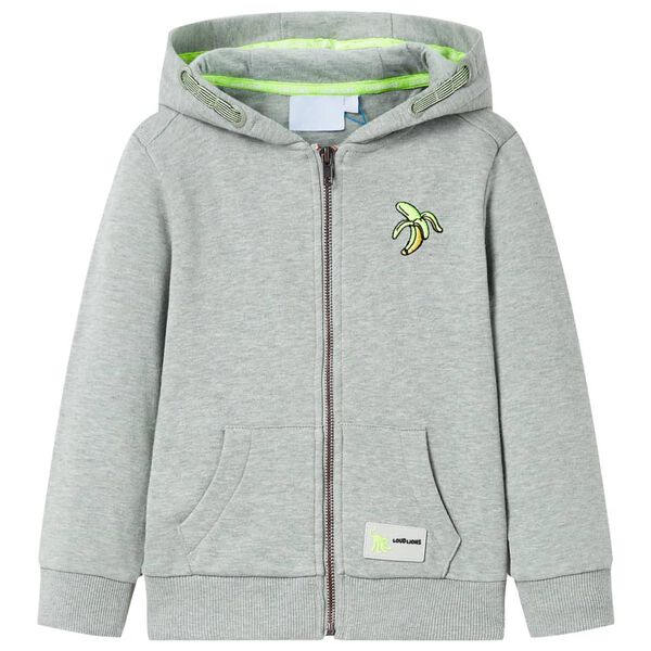 Kinder-Kapuzenpullover mit Rei&szlig;verschluss Helles Khaki Melange 116