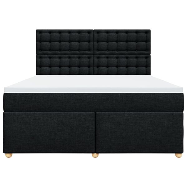vidaXL Boxspringbett mit Matratze Schwarz 180x200 cm Stoff