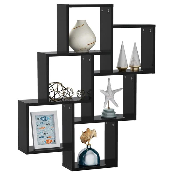 vidaXL W&uuml;rfelregal Schwarz 78x15x93 cm Holzwerkstoff
