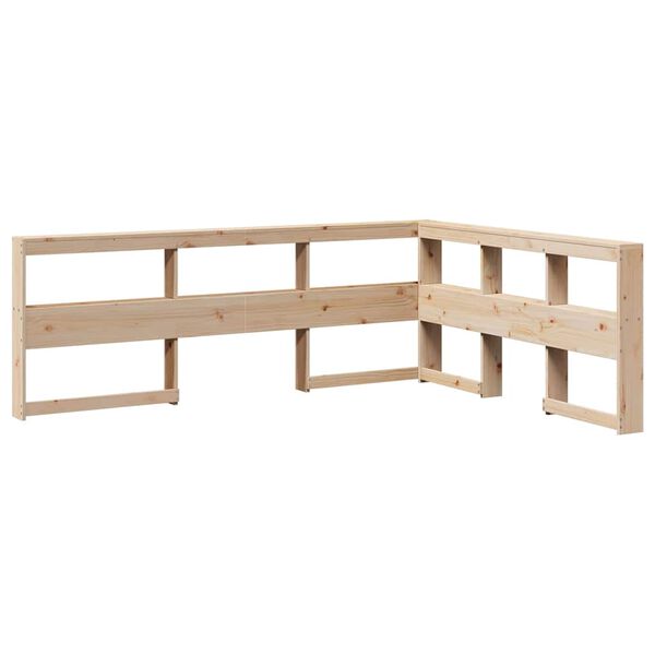 vidaXL Kopfteil mit B&uuml;cherregal L-Form 140 cm Massivholz Kiefer