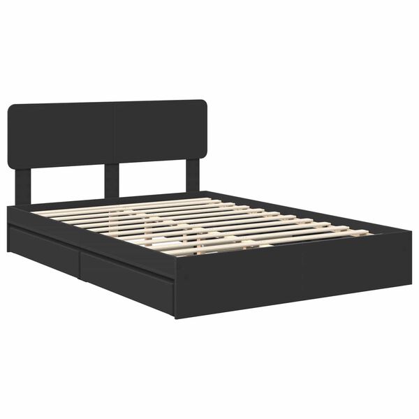vidaXL Aufbewahrungsbett Schwarz 140 x 190 cm Holzwerkstoff