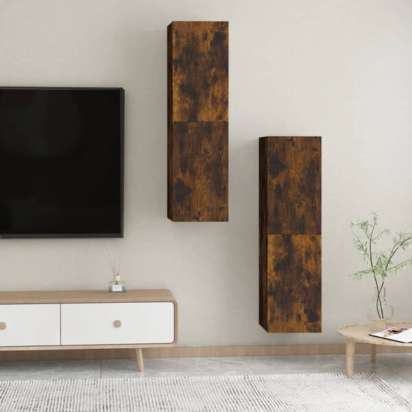 vidaXL TV-Wandschr&auml;nke 2 Stk. R&auml;uchereiche 30,5x30x110 cm