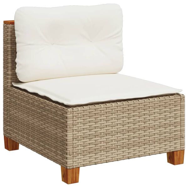vidaXL 8-tlg. Garten-Sofagarnitur mit Kissen Beige Poly Rattan