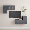 vidaXL 4-tlg. TV-Schrank-Set Hochglanz-Grau Holzwerkstoff