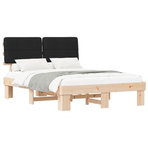 vidaXL Bettgestell mit gepolstertem Kopfteil Schwarz 120 x 190 cm