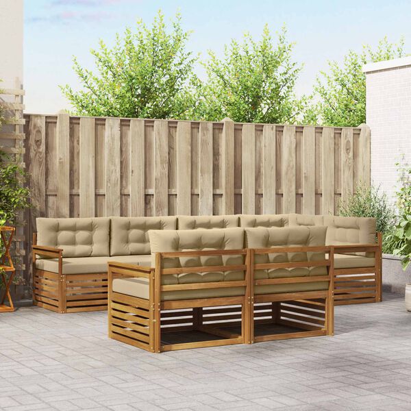 vidaXL Outdoor-Sofagarnitur mit Kissen 7 pcs Natur und Beige