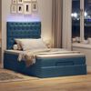 vidaXL Ottoman-Bett mit Matratzen & LEDs Dunkelblau 120x190 cm Samt