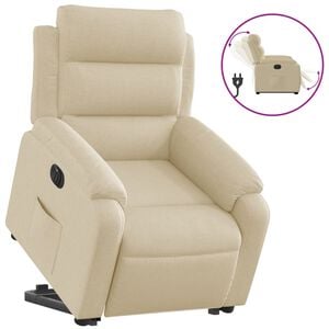 vidaXL Relaxsessel mit Aufstehhilfe Elektrisch Creme Stoff