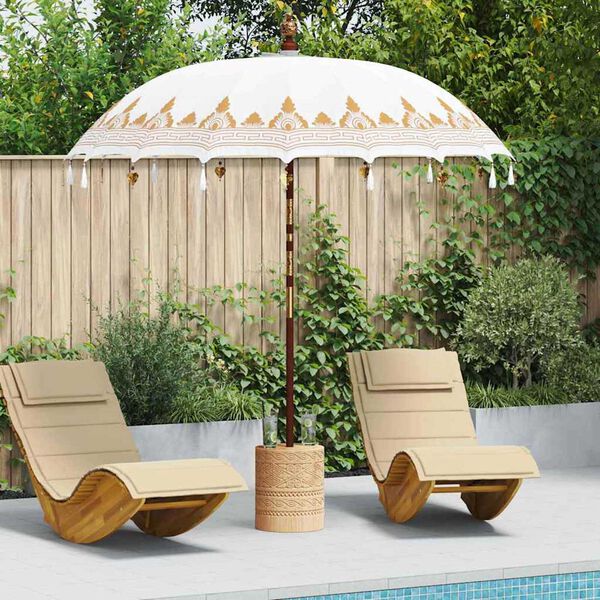 vidaXL Balinesischer Sonnenschirm 2 pcs Creme Baumwolle und Massivholz