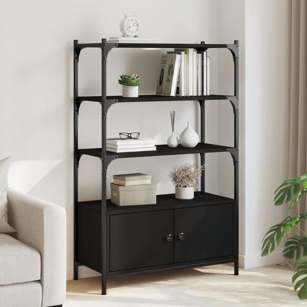 vidaXL B&uuml;cherregal 3 B&ouml;den Schwarz 70x30x109,5 cm Holzwerkstoff