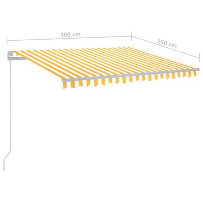 vidaXL Markise Manuell Einziehbar mit LED 300x250 cm Gelb und Weiß