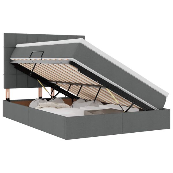 vidaXL Aufbewahrungsbett mit Matratze Dunkelgrau 140 x 190 cm