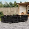 vidaXL 15-tlg. Garten-Essgruppe mit Kissen Schwarz Poly Rattan