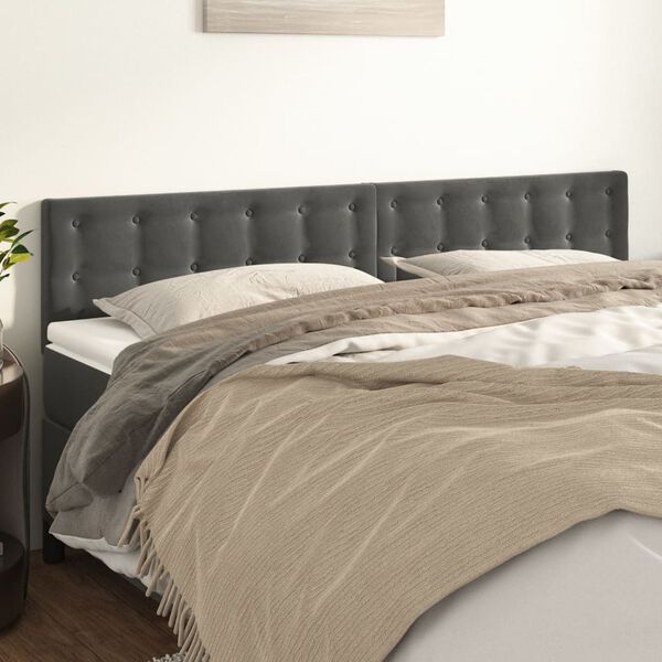 vidaXL Kopfteile Dunkelgrau 160x5x78/88 cm Samt