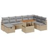 vidaXL Garten-Sofa-Set mit Kissen mit Speicher 9 pcs Beige Poly Rattan