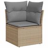 vidaXL 10-tlg. Garten-Sofagarnitur mit Kissen Beige Poly Rattan Akazie