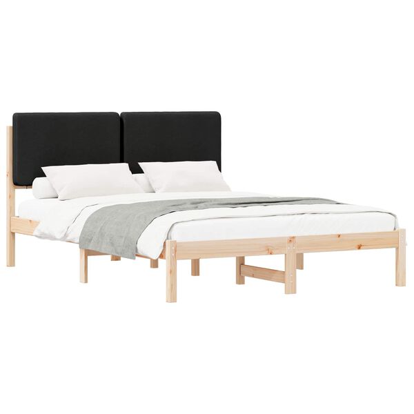 vidaXL Bettgestell mit gepolstertem Kopfteil Schwarz 140 x 200 cm