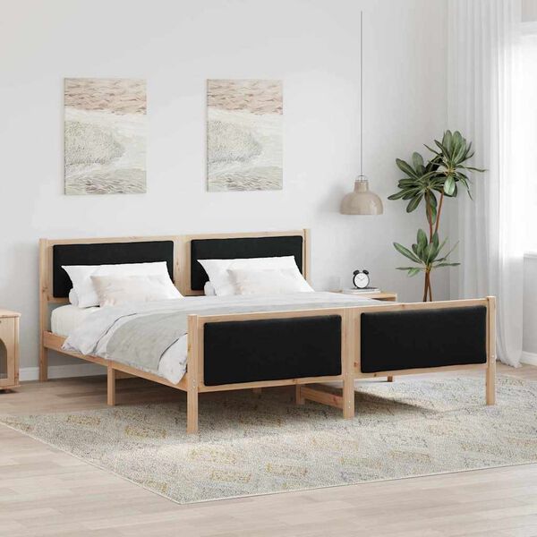 vidaXL Bettrahmen mit Kopfteil Schwarz 180 x 200 cm Stoff