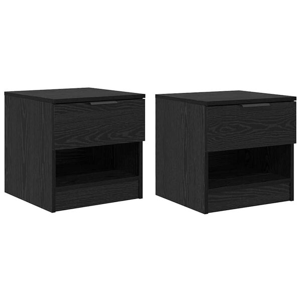 vidaXL Bettschrank 2 pcs Schwarz Eichen-Optik 40 x 39 x 40 cm