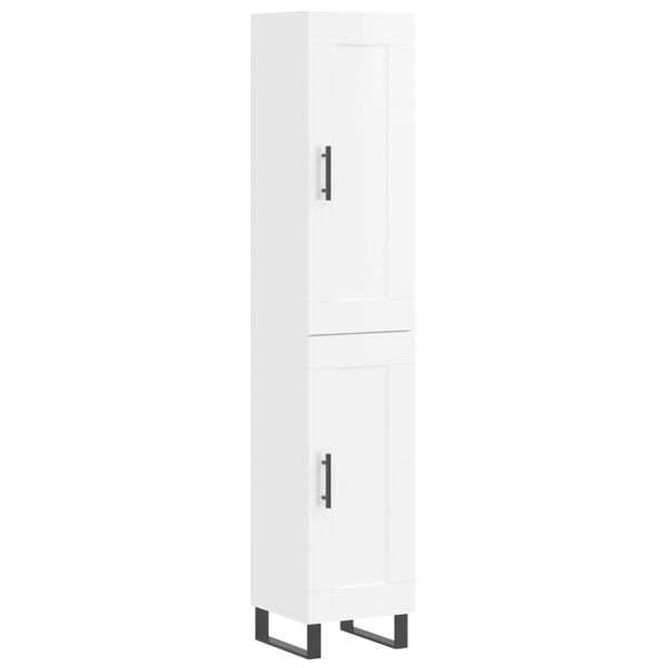 vidaXL Highboard Hochglanz-Wei&szlig; 34,5x34x180 cm Holzwerkstoff