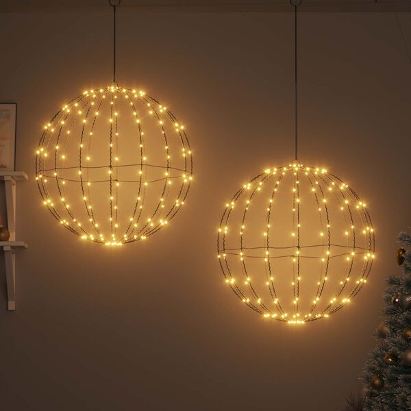 vidaXL Ball mit 384 LEDs 2 pcs Warmwei&szlig; 59,5 x 59,5 x 63 cm Metall
