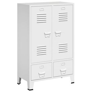vidaXL Kleiderschrank Industrie-Stil Wei&szlig; 67x35x107 cm Stahl