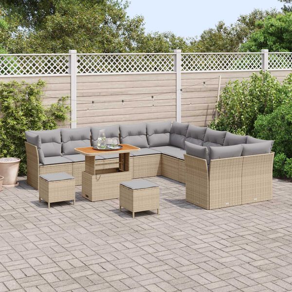 vidaXL Garten-Sofa-Set 13 pcs Beige Poly-Rattan