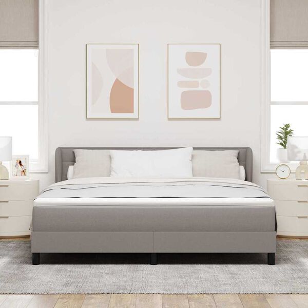 vidaXL Boxspringbett mit Matratze Taupe 180 x 200 cm Stoff