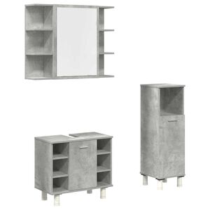 vidaXL 3-tlg. Badm&ouml;bel-Set Betongrau Holzwerkstoff