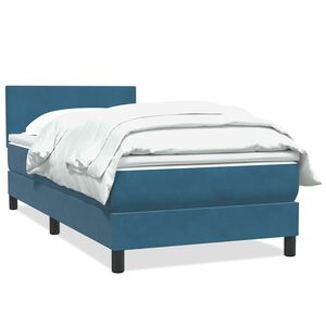 vidaXL Boxspringbett mit Matratze Dunkelblau 80x220 cm Samt