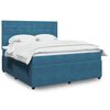 vidaXL Boxspringbett mit Matratze Dunkelblau 180x200 cm Samt