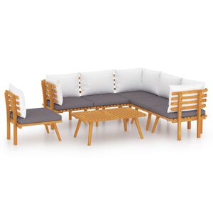 vidaXL 7-tlg. Garten-Lounge-Set mit Kissen Massivholz Akazie