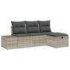vidaXL Garten-Sofa-Set mit Kissen 4 pcs Hellgrau Poly Rattan