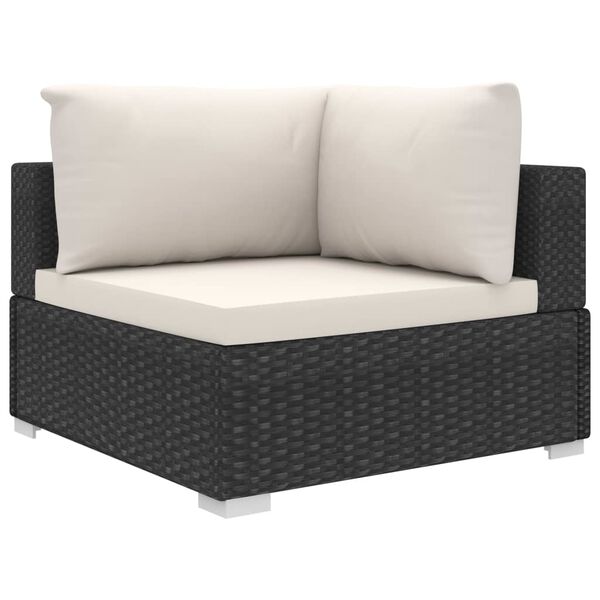 vidaXL 6-tlg. Garten-Lounge-Set mit Auflagen Poly Rattan Schwarz