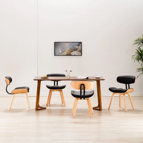 vidaXL Esszimmerst&uuml;hle 4 Stk. Schwarz Bugholz und Kunstleder