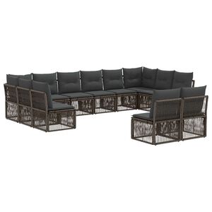 vidaXL Gartensofa-set 12 Stk. Grau Poly-Rattan