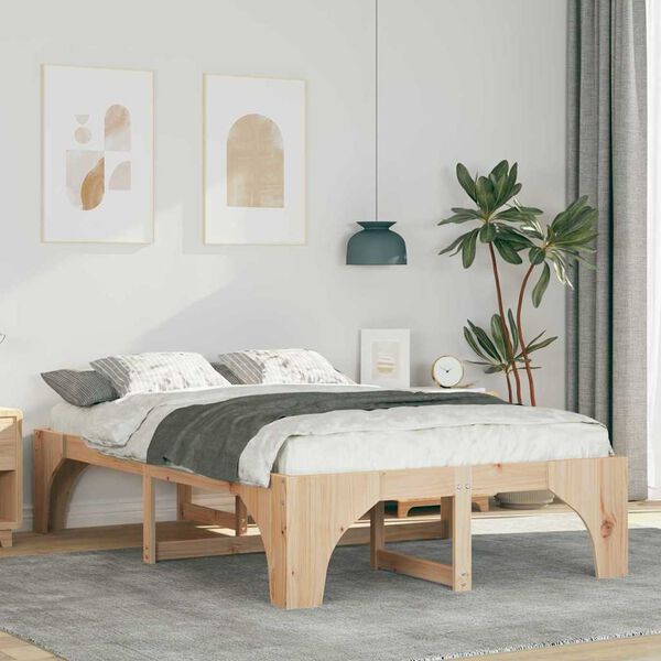 vidaXL Bettrahmen Braun 120 x 200 cm Massives Kiefernholz