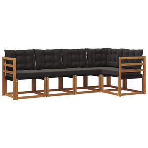 vidaXL Outdoor-Sofagarnitur mit Kissen 5 pcs Nat&uuml;rlich und Schwarz