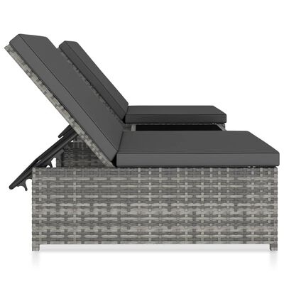 vidaXL Outdoor-Lehnstühle 2 Stk. mit Tisch Grau Poly-Rattan