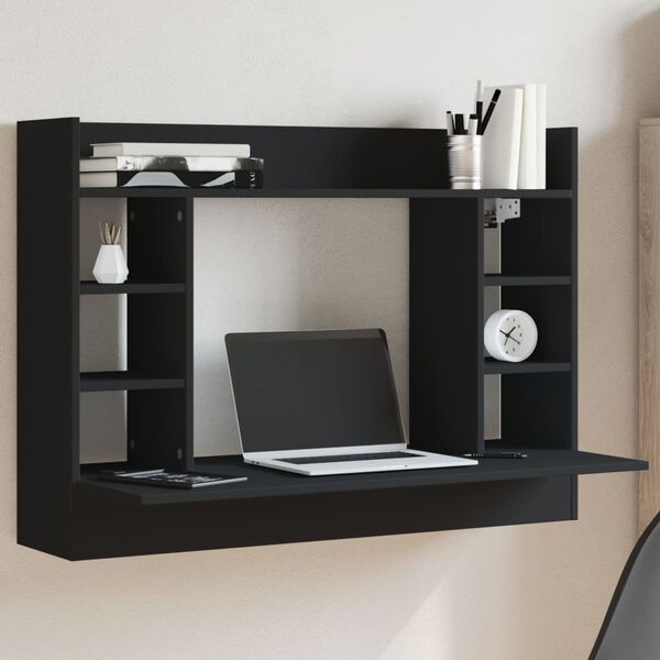 vidaXL Wand-Schreibtisch Schwarz 105x48x75 cm Holzwerkstoff
