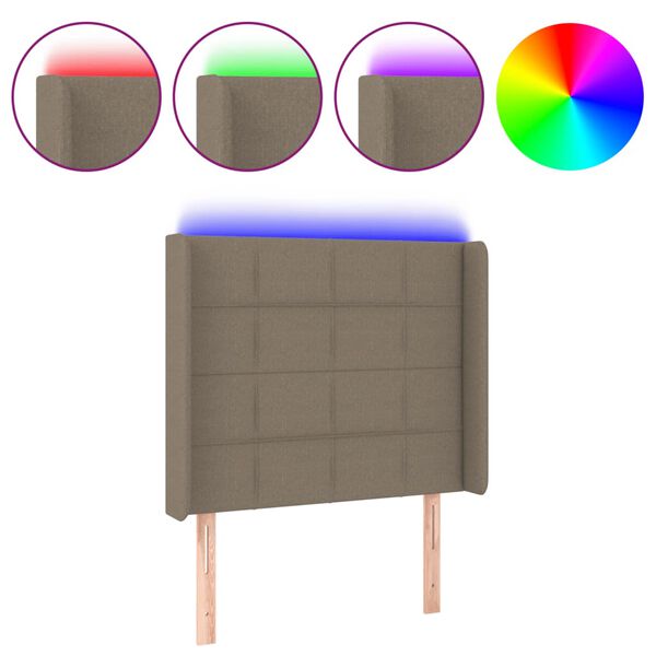 vidaXL LED Kopfteil Taupe 103x16x118/128 cm Stoff