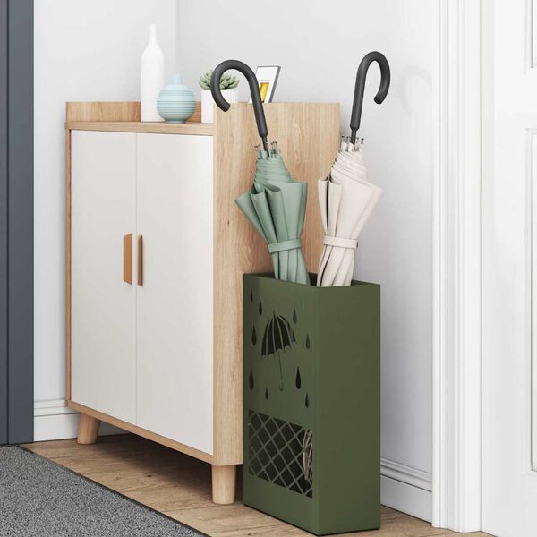 vidaXL Sonnenschirmhalter Olivgr&uuml;n 28 x 12 x 41 cm Stahl